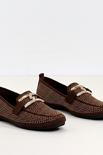 Mocassins na cor chocolate decorados com zircônias Penelope