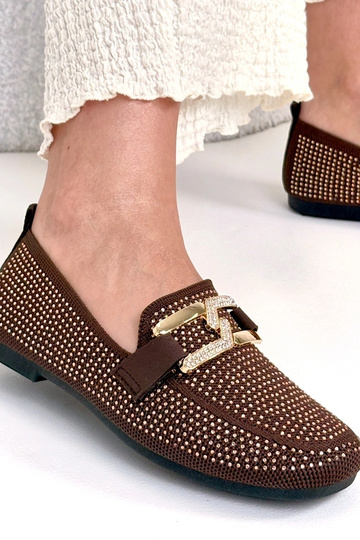 Mocassins na cor chocolate decorados com zircônias Penelope 2