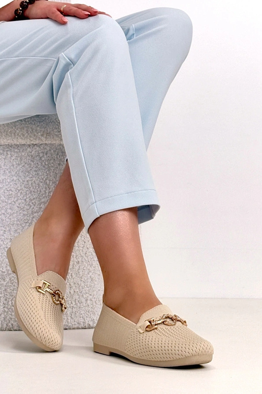 Mocassins de tecido na cor areia com...