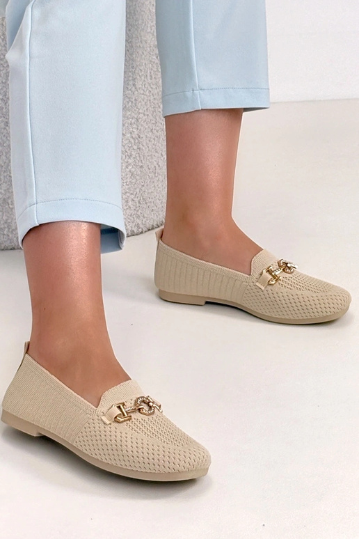 Mocassins de tecido na cor areia com...