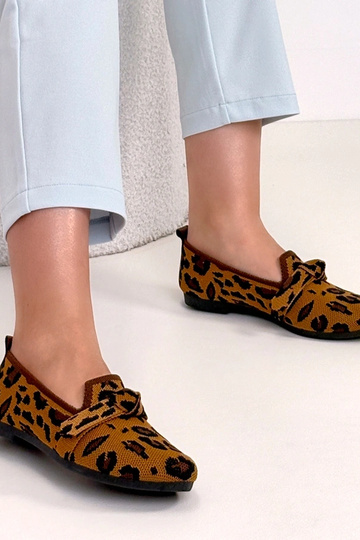 Bailarinas de pele com estampa de leopardo e cadarços Serenity 2