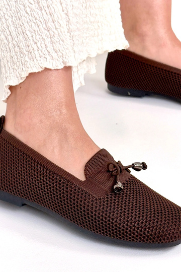 Mocassins de tecido marrons com laço Aubrey 2