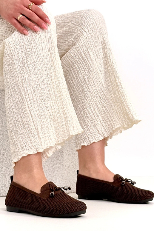 Mocassins de tecido marrons com laço...