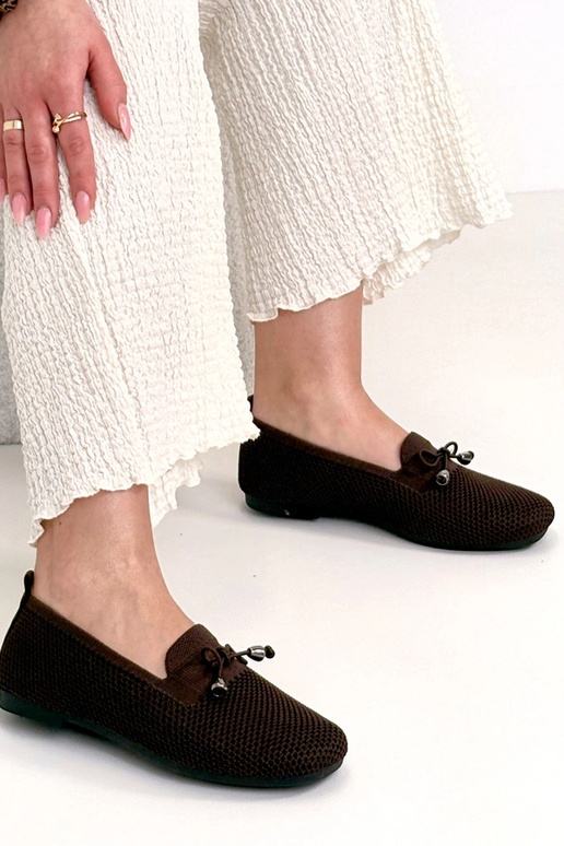 Mocassins de tecido marrons com laço...