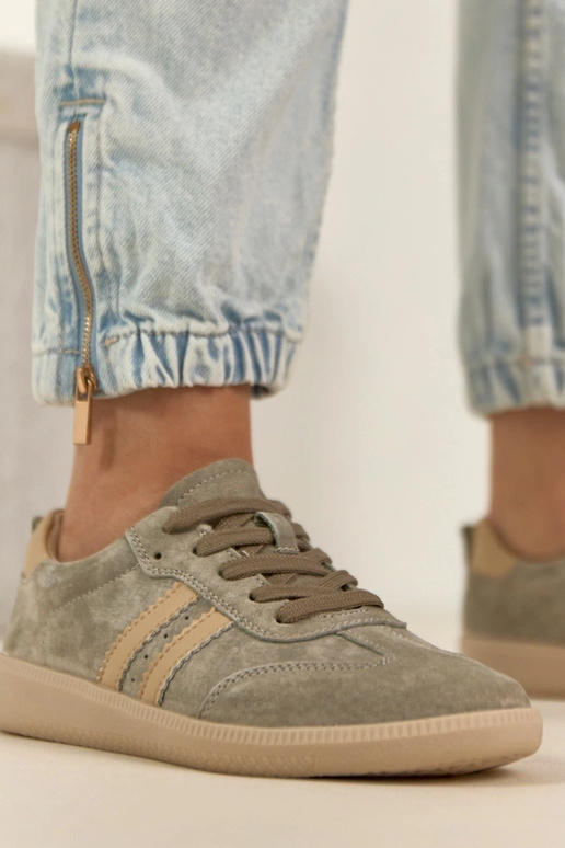 Tênis de couro caqui Filippo