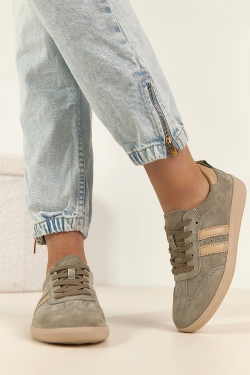 Tênis de couro caqui Filippo