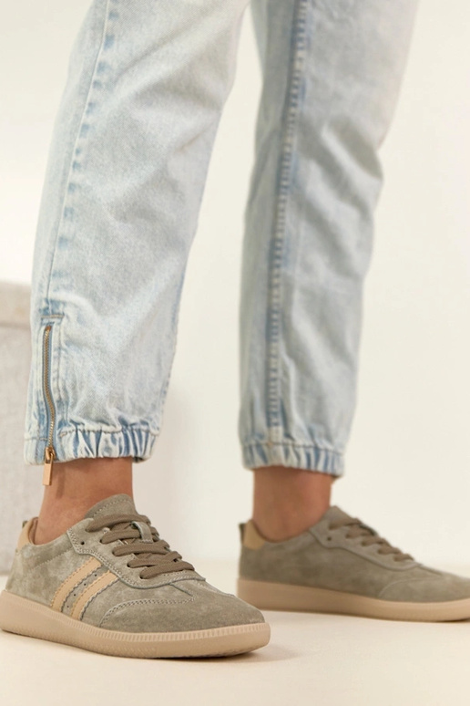 Tênis de couro caqui Filippo