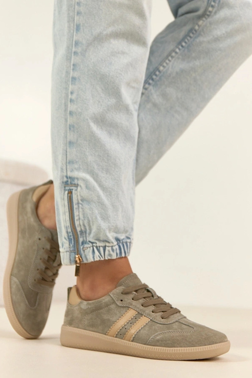 Tênis de couro caqui Filippo