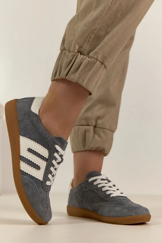 Ténis de pele cinza Filippo