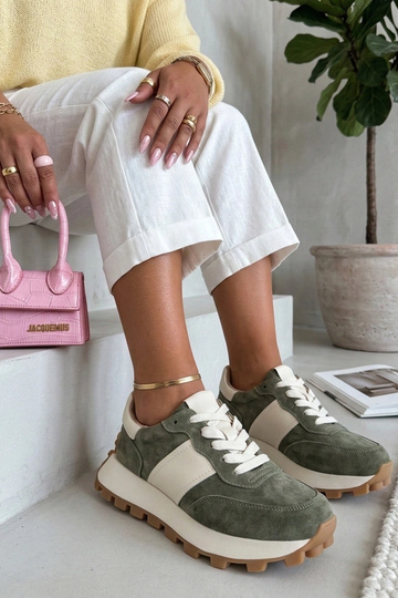 Sapatos de couro verdes com plataforma Filippo