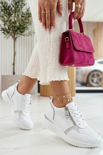 Sapatos de couro brancos com salto oculto Cambell