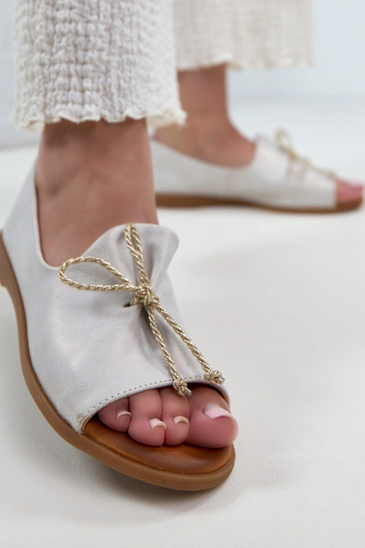 Sapatilhas de balé de couro cinza com...