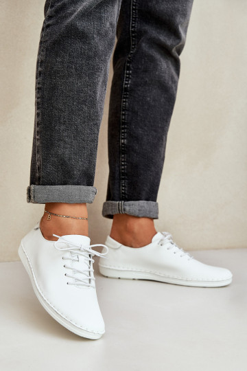 Amarrar os sapatosHabilitadoturalnej Skóry D&A LR51-645 cor branca 2