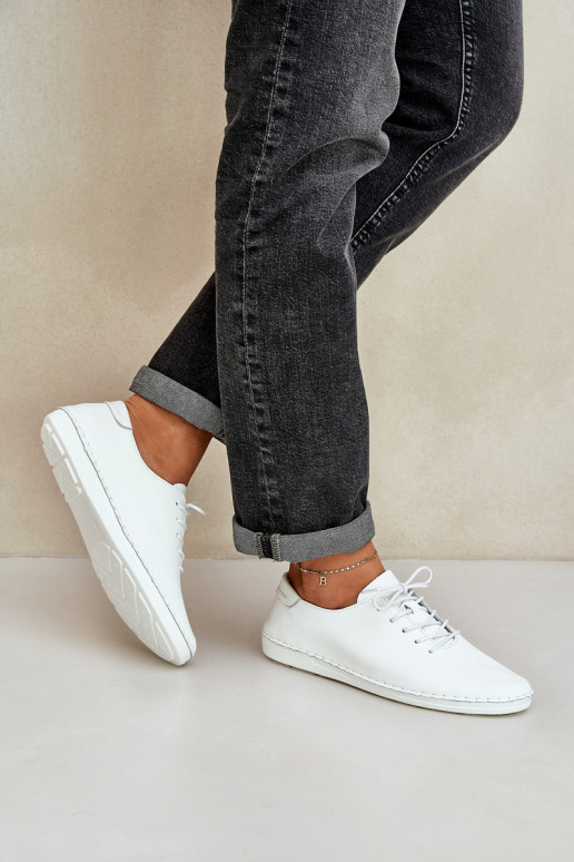 Amarrar os sapatosHabilitadoturalnej Skóry D&A LR51-645 cor branca