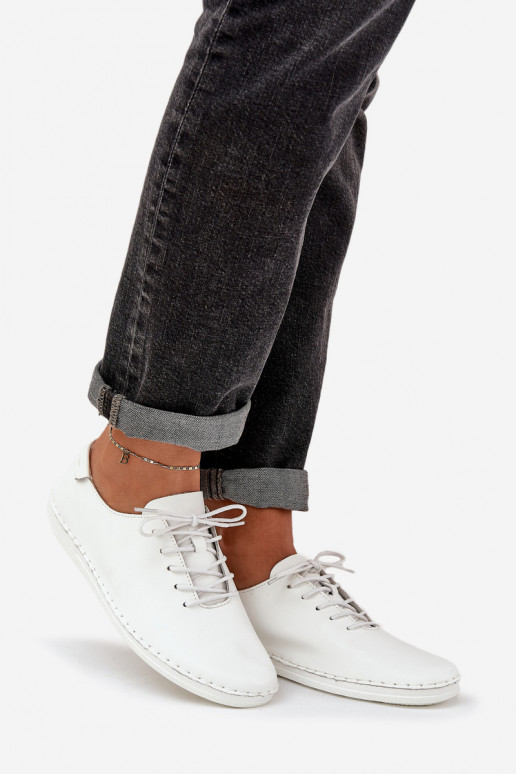 Amarrar os sapatosHabilitadoturalnej Skóry D&A LR51-645 cor branca