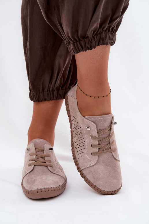 com elementos abertos sapato FemininoHabilitadoturalnego de camurçau bege Feliva