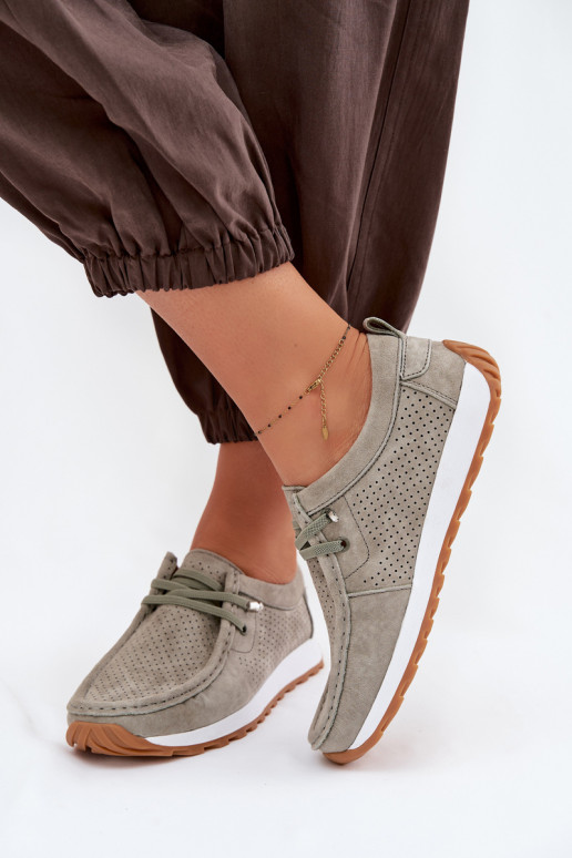 sapato FemininoHabilitadoturalnego de camurçau cor verde Amela