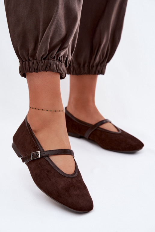 Bailarinas com alças de camurça ecológicaoParae CzekoladoParae Felora