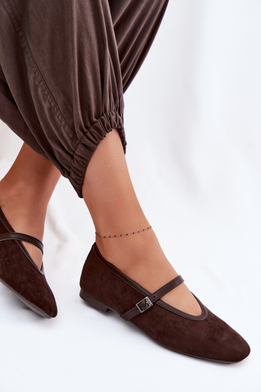 Bailarinas com alças de camurça ecológicaoParae CzekoladoParae Felora