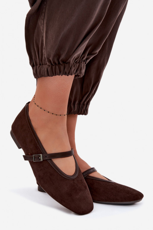 Bailarinas com alças de camurça ecológicaoParae CzekoladoParae Felora