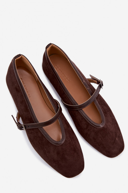 Bailarinas com alças de camurça ecológicaoParae CzekoladoParae Felora