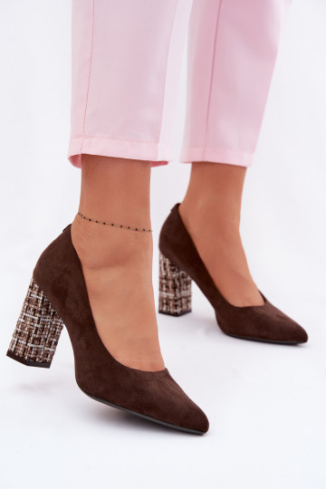 Sapatos de camurça com salto estiloso Sergio Leone PB216 cor chocolate 2