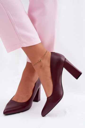 Sapato com salto de couro ecológico Sergio Leone PB216 Borgonha 2