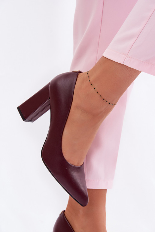 Sapato com salto de couro ecológico Sergio Leone PB216 Borgonha