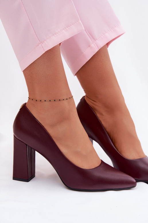 Sapato com salto de couro ecológico Sergio Leone PB216 Borgonha