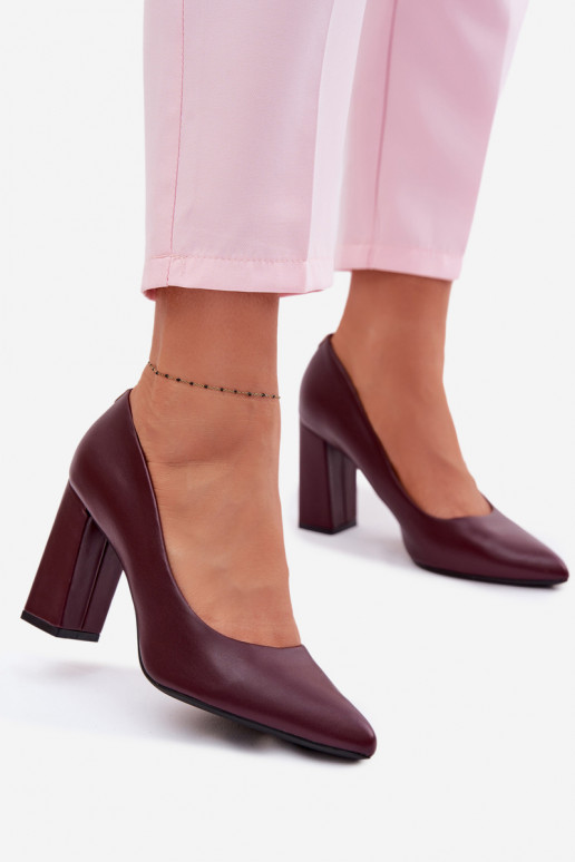 Sapato com salto de couro ecológico Sergio Leone PB216 Borgonha