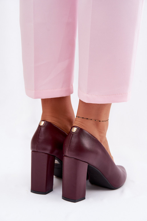 Sapato com salto de couro ecológico Sergio Leone PB216 Borgonha