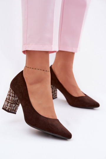 Sapatos de camurça com salto estiloso Sergio Leone PB414 cor chocolate 2