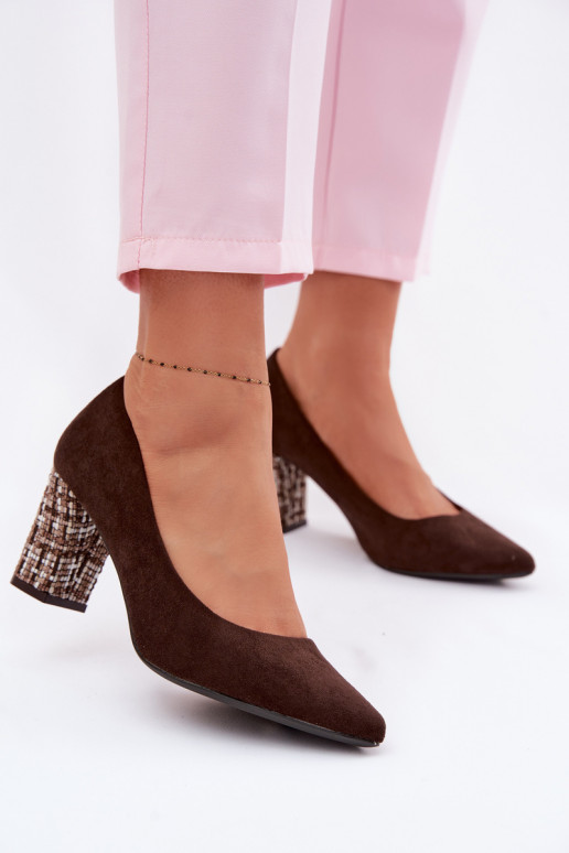 Sapatode camurça ecológicau com salto estiloso Sergio Leone PB414 CzekoladoParae