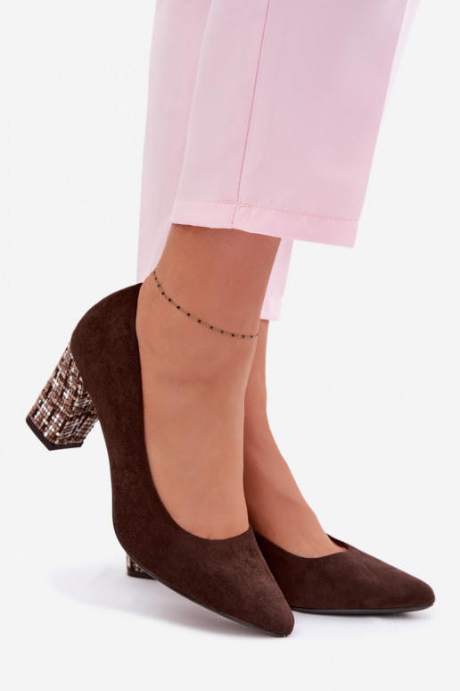 Sapatode camurça ecológicau com salto estiloso Sergio Leone PB414 CzekoladoParae