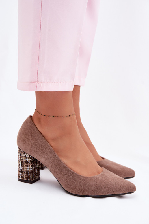 Sapatode camurça ecológicau com salto estiloso Sergio Leone PB414 cor marrom