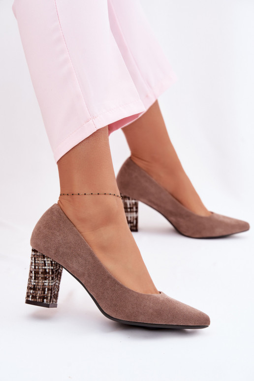 Sapatode camurça ecológicau com salto estiloso Sergio Leone PB414 cor marrom