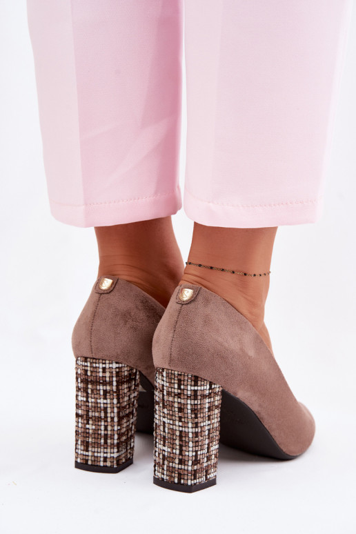 Sapatos de camurça com salto estiloso Sergio Leone PB216 cor marrom