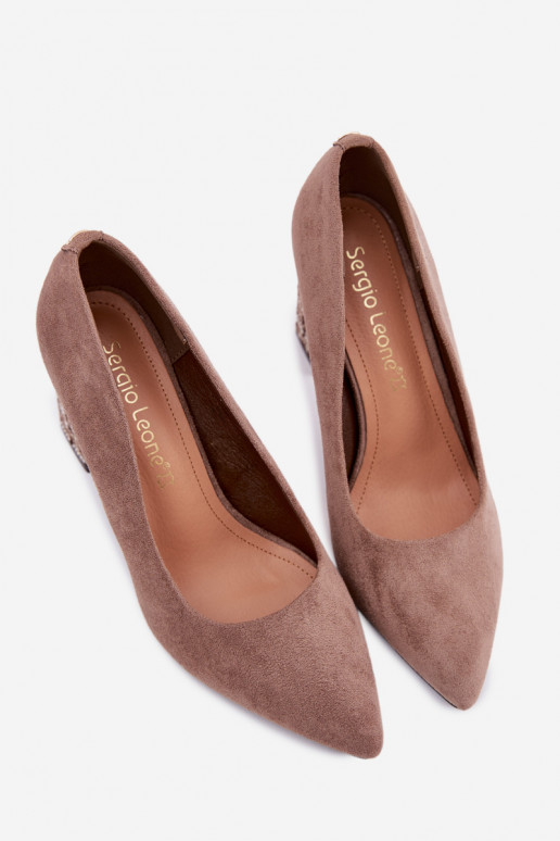 Sapatos de camurça com salto estiloso Sergio Leone PB216 cor marrom