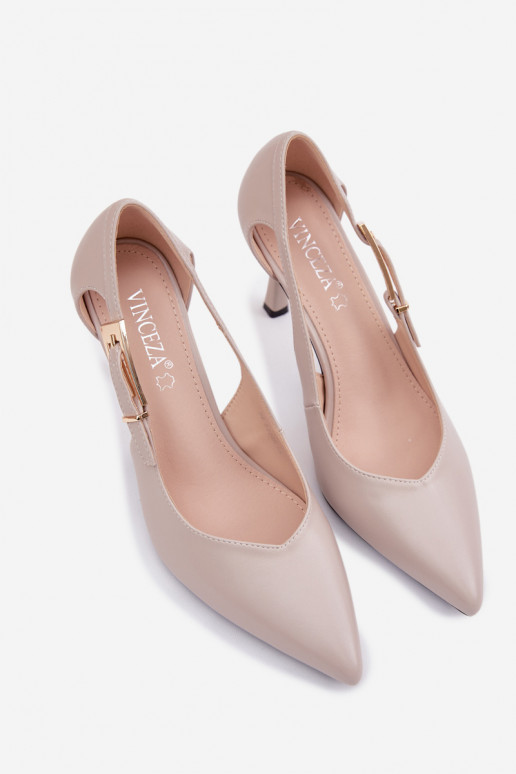 Sapatos de salto alto com recortes e fivelas Vinceza 62288 cor cinza