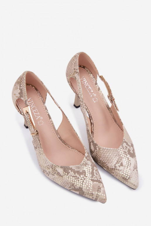 sapatos de salto alto Com recortes I Złotą com fivelas Vinceza 62288 padrões de cobra