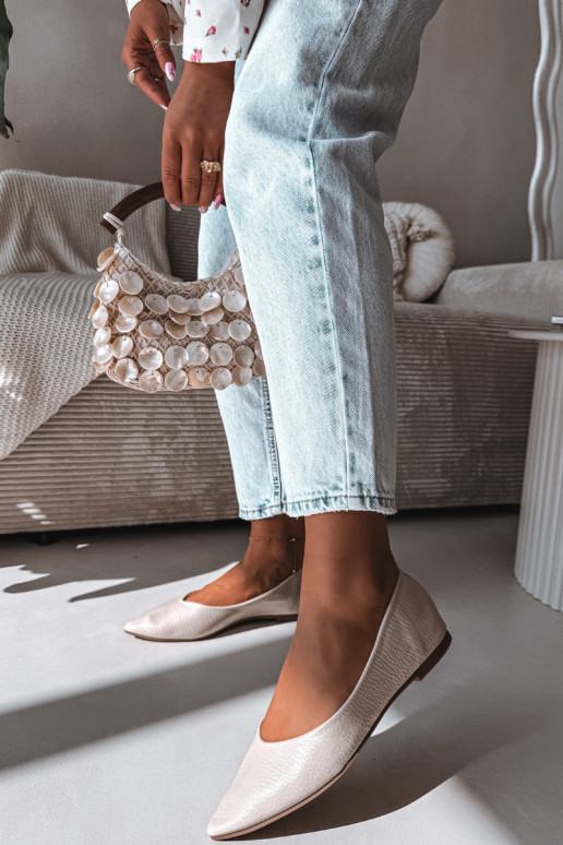 Bailarinas de couro ecológico bege Nelisa