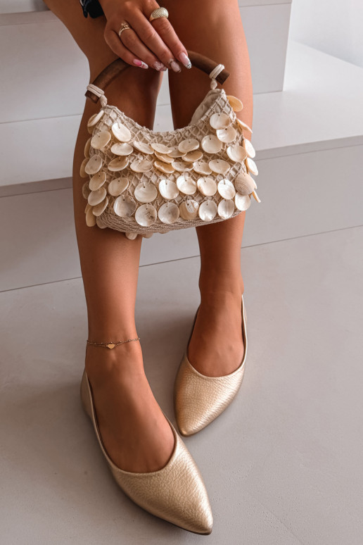 Bailarinas de couro ecológico cor dourada Nelisa