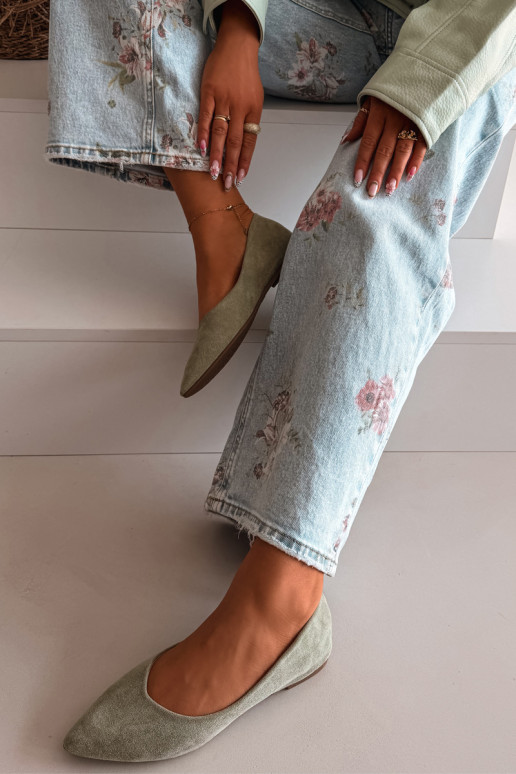 Bailarinas isóscelesde camurça ecológicau cor verde Lelisa