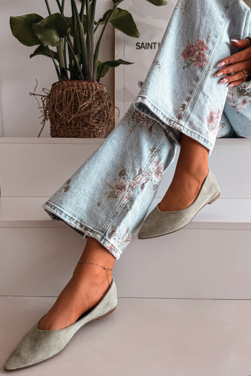 Bailarinas isóscelesde camurça ecológicau cor verde Lelisa