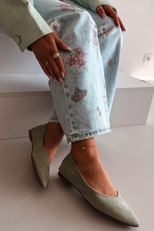 Bailarinas isóscelesde camurça ecológicau cor verde Lelisa