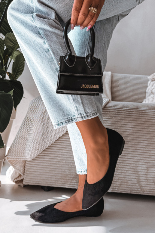 Bailarinas isóscelesde camurça ecológicau cor preta Lelisa