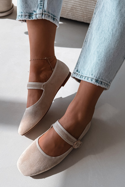 Bailarinas com alças I Złotą com fivelas cor de marfim Kelisa