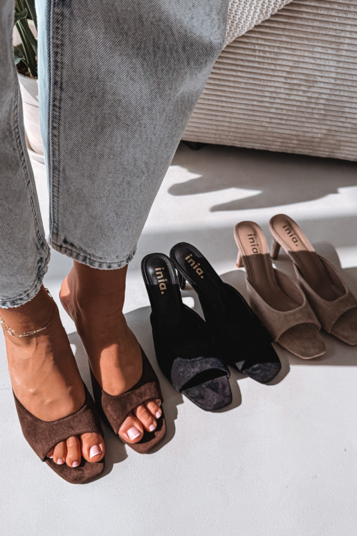 Chinelos femininos Habilitado Smukłym Obcasie CzekoladoParae Revina