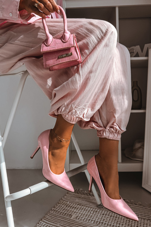 Salto alto patenteado clássicoImitacji Skóry cor rosa Odira