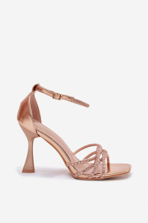 Sandálias femininas com salto com olhos brilhantes Szampańskie Redira
